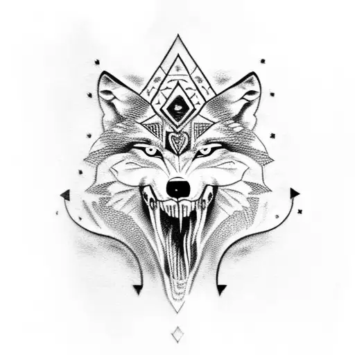 Wolf Holding Skull In Mouth