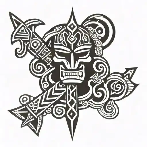 Tiki Checkerboard Pattern Sword