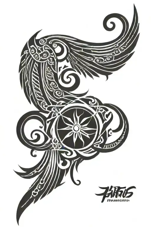 Wing Tattoo Design Combining Elements