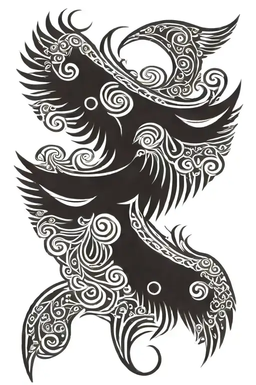 Wing Tattoo Design Combining Elements
