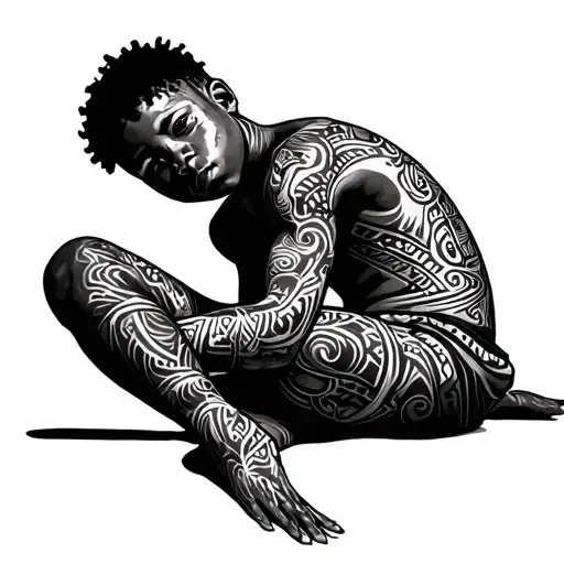 Lost Black Boy Sitting