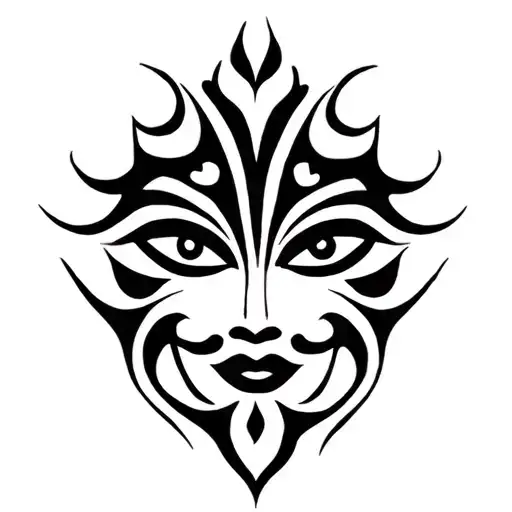 Happy Face Tribal Tattoo Featuring