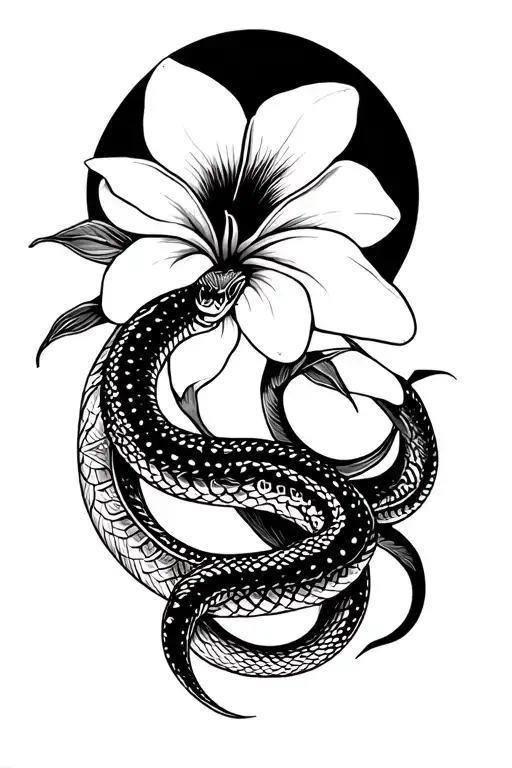 Frangipani Snake And Sun With Subtle Hexagon Background