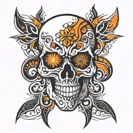 Skull Mexican Orange Eyes