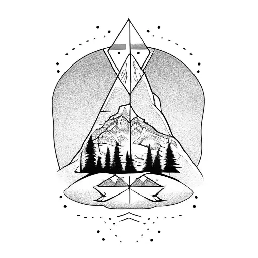 Spear Arrowhead With Oregon Trees From Bottom Half And Grizzly Bear Head In Top One Third