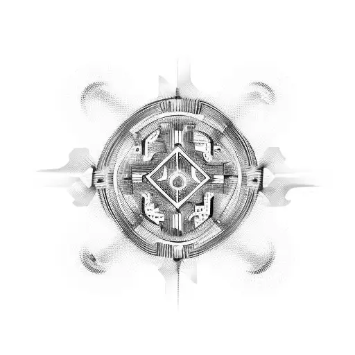 A Futuristic Circuit Board Intertwined With The Beltalowda Symbol