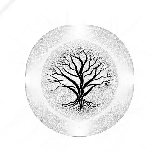 Tree Of Life Inside An Abstract Rectangular Clock