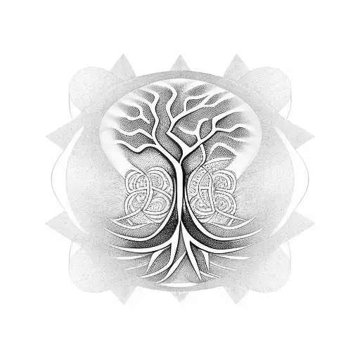 Abstract Tree Of Life Inside A Rectangular Clock