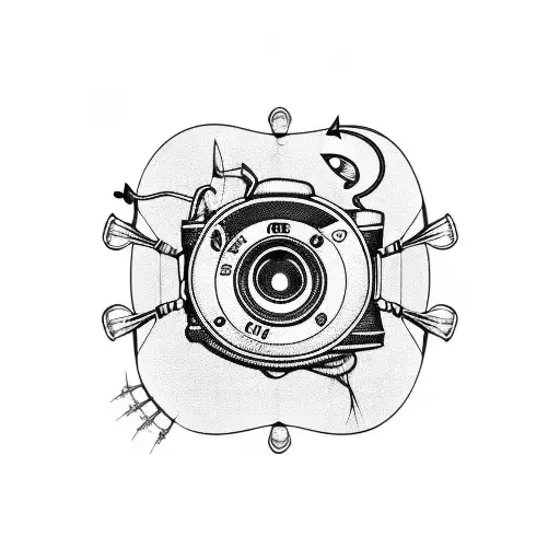 A Camera With Fishing Hooks Guitar