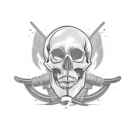 Skull With Car Piston