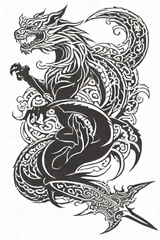 Kitsune Sword Dragon