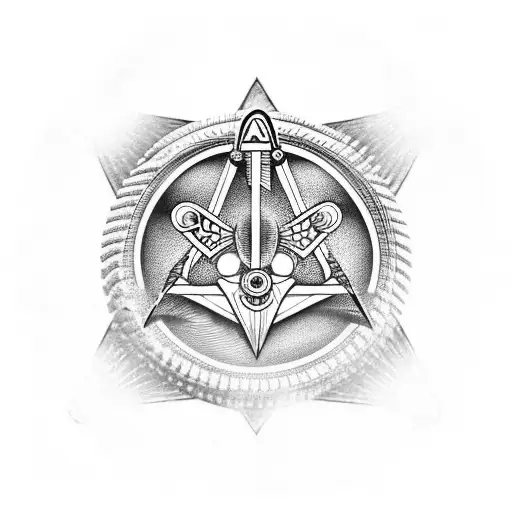 Masonic Eye Symbol Surrounded By Motorcycle Parts