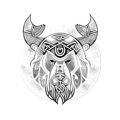 Nordic Viking And Bear