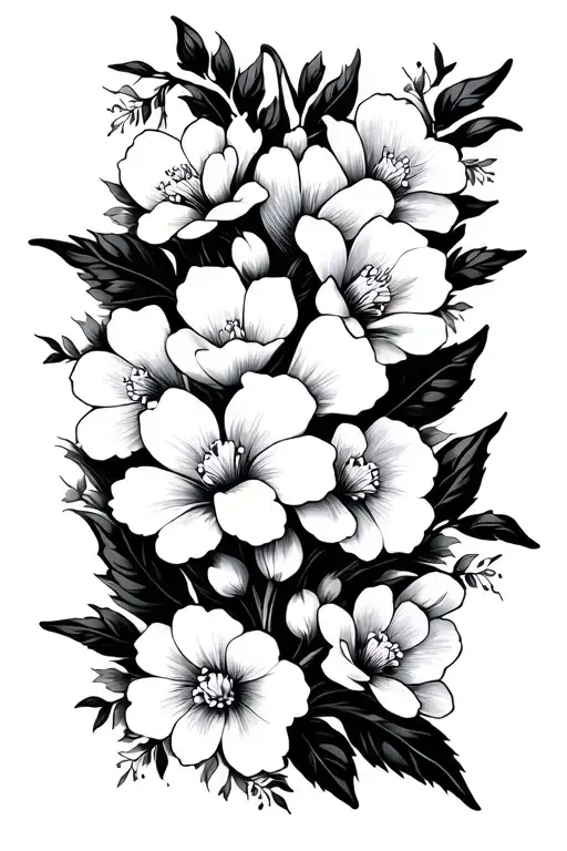 Rectangular Carpet Of White Blossoming Flowers Intertwined By White Vine Leafs