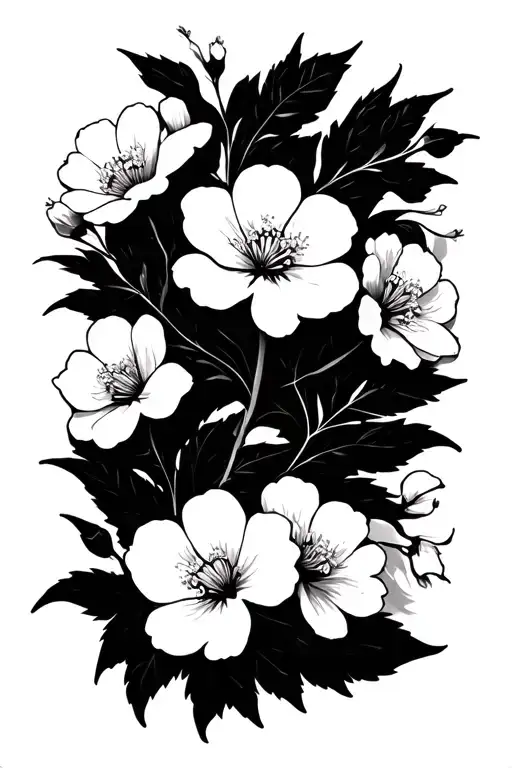 White Rectangular Carpet Of White Blossoming Flowers Intertwined By White Vine Leaves