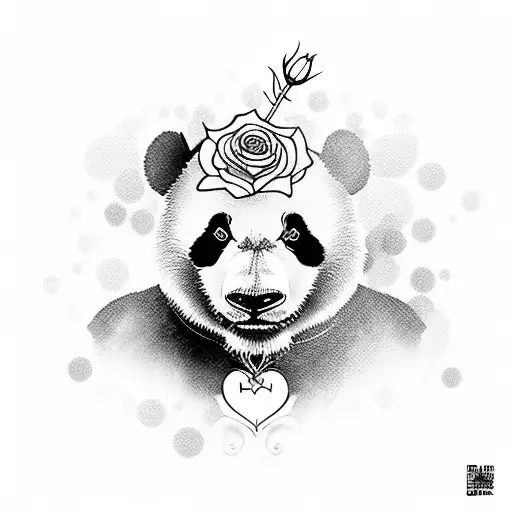 A Panda With A Rose In Its Pupils