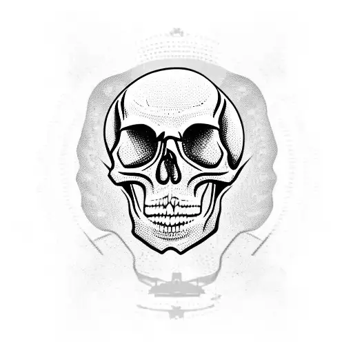 Skull Withmilitary Fatigue Andlion On Downed Plane