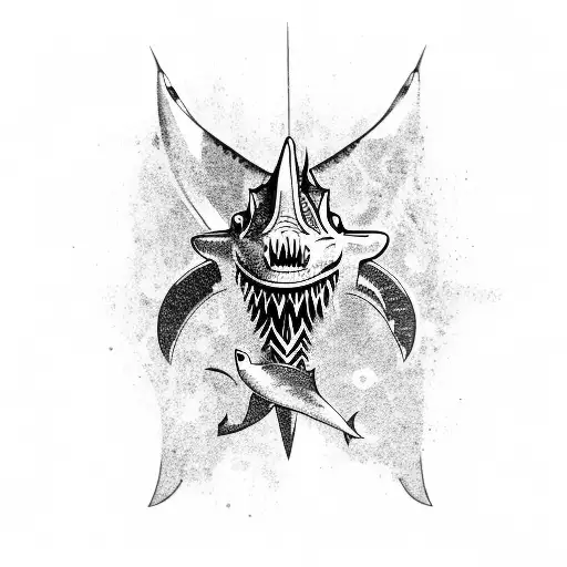 Polineasion Tribal With A Tribal Shark In The Middle