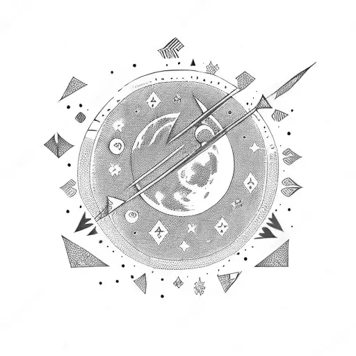 Moon With Boho Arrows And Crystals