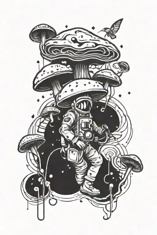 Astronaut Mushroom Psychedelic Travel Music Notes