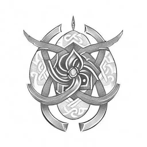 Viking Tatoo Mixing A Hammer And A Norse Flower