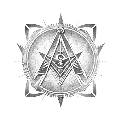 Masonic Radiant Delta Symbol Surrounded By Motorcycle Parts