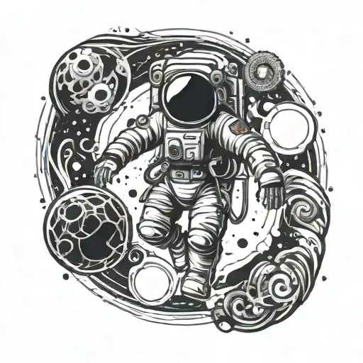 Blackhole And Astronaut Floating In Space