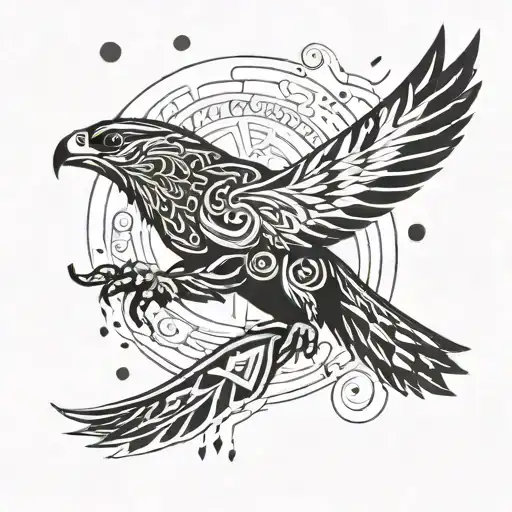 Falcon Flying Through A Galaxy