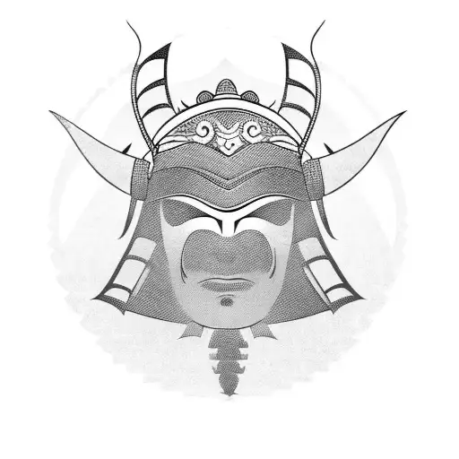 Samurai Mask With Sunsets