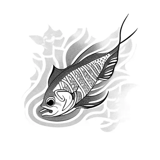 Fish Surrounded By Water Lilies