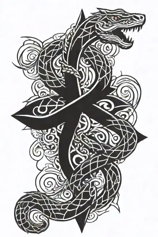 A Cross With A Snake Wrapped Around It