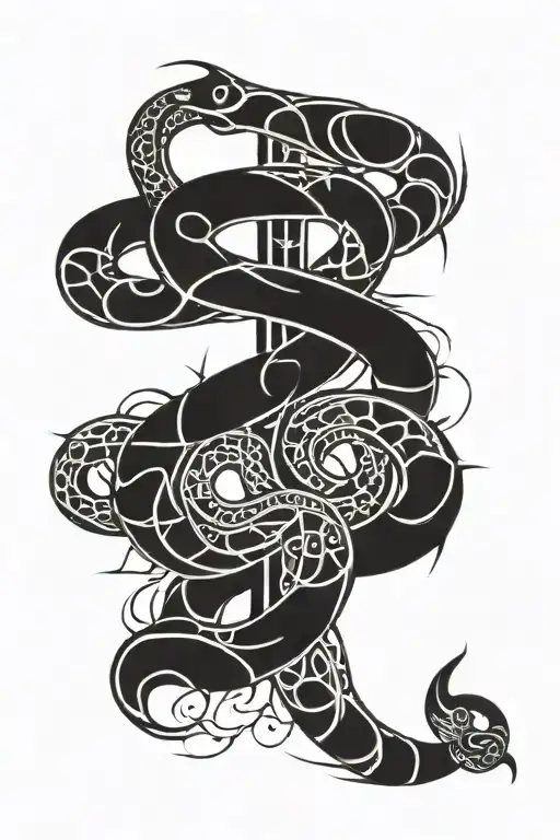 A Simple Cross With A Snake Wrapped Around The Edges