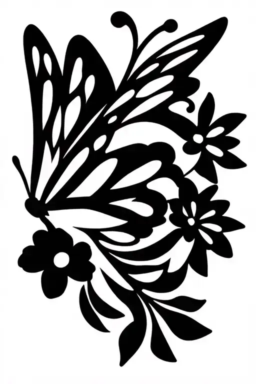 Butterfly With Flowers For Mom Passing