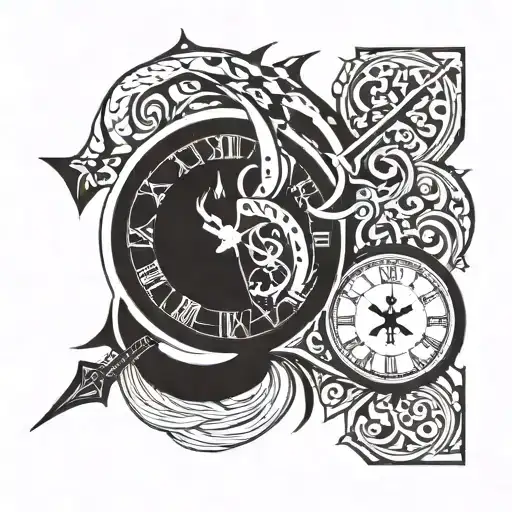 Clock And Sagittarius Arrow