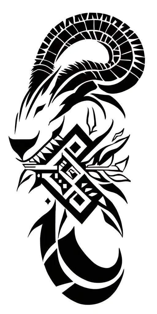 Tribal Aztec Geometric Capricorn