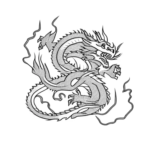 Dragon With Rose And Fire