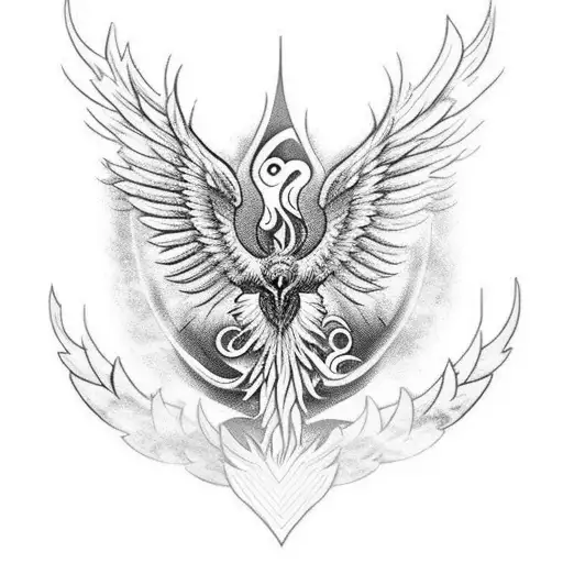 A Powerful And Majestic Phoenix Rising From Ashes