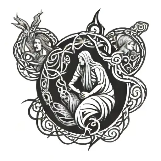 Scary Three Norns Weaving Fate