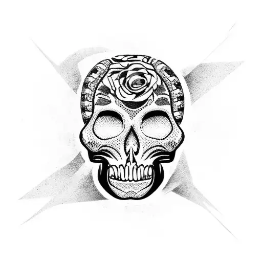 Calavera With Snake And Waterfall