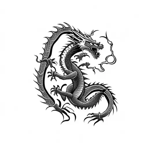 Aggressive Dragon For Full Sleeve