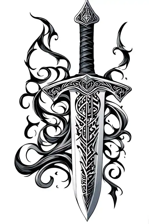 Al Saif Sword With Detailed Orintale Design And A Arabic Word In The Sword With A Strong Meaning