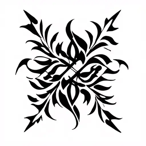 Cyber Sigilism Cresant Vine Tattoo Design Featuring