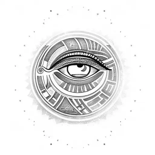 Egyptian Eye With Hieroglyphics