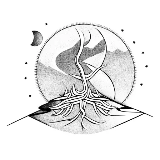 Enzo With Tree And Crescent Moon In Background