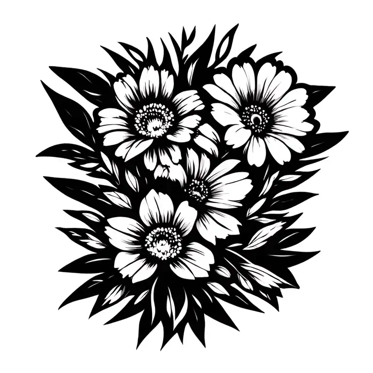 Family Flowers Intertwined June Feb April Birth Flower