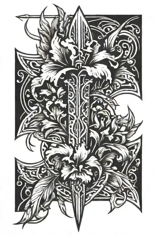 Etched Dagger And Bearded Iris