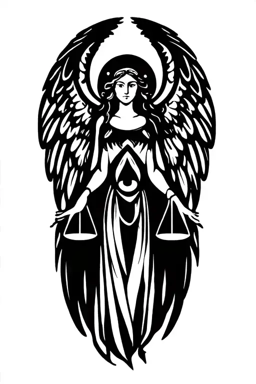 Mandala Angel Holding Scales Balancing Life