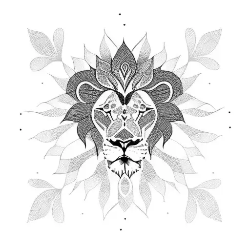 Lion With Flower Of Life Masculine