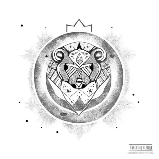 Moon With The Leo Symbol And Stars