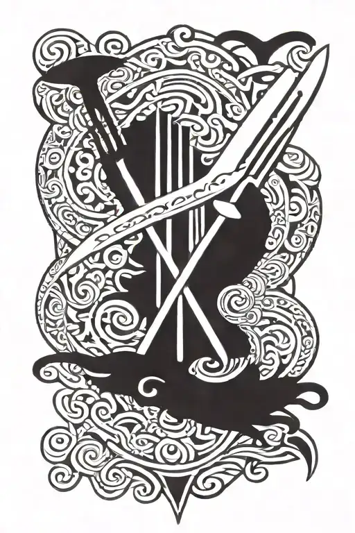 Chef Knife And Fork Intertwined